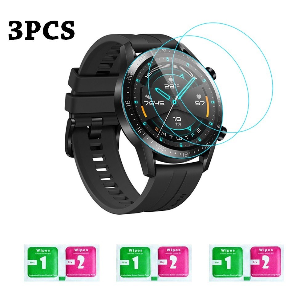 3Pcs Tempered Glass Smartwatch Screen Protector with Wipes Compatible with HUAWEI WATCH GT 2 / HONOR MagicWatch 2 46mm