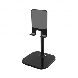 K5S Angle Adjustable Phone Desktop Stand Holder Portable Tablet Aluminum Alloy Holder Compatible with All iPhone Smart Cell Phone Tablet iPad for Bed Black