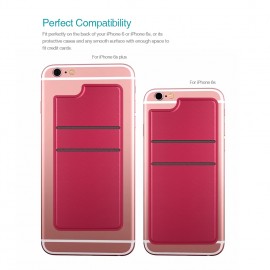 dodocool Ultra-slim Self Adhesive Credit Card Holder 2 Slot Stick-on Wallet for iPhone 7 Plus/7/6s Plus/6s/6 Plus/6 Smartphones Rose Red