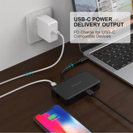 dodocool 7-in-1 Multifunction USB-C Hub with Type-C Power Delivery 4K Video HD/VGA Output Port Gigabit Ethernet Adapter and 3 SuperSpeed USB 3.0 Ports for MacBook/MacBook Pro/Google Chromebook Pixel and More Black