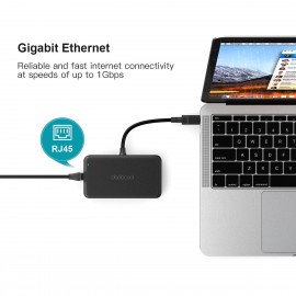 dodocool 7-in-1 Multifunction USB-C Hub with Type-C Power Delivery 4K Video HD/VGA Output Port Gigabit Ethernet Adapter and 3 SuperSpeed USB 3.0 Ports for MacBook/MacBook Pro/Google Chromebook Pixel and More Black