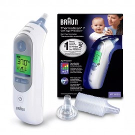 Braun Thermoscan 7 Ear Thermometer IRT6520 Color Display Infrared Fever Test Age Precision Temperature Scales Memory Function for Baby Kids and Adults