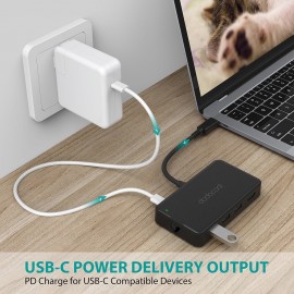 dodocool 8-in-1 Multifunction USB-C Hub with Type-C Power Delivery 4K Video HD Output Port Gigabit Ethernet Adapter SD/TF Card Reader and 3 SupurSpeed USB 3.0 Ports for MacBook/MacBook Pro/Google Chromebook Pixel and More Black