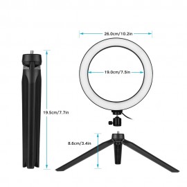 10 Inch LED Ring Light with Tripod Stand 3200K-5500K Dimmable Table Camera Light Lamp 3 Light Modes & 10 Brightness Level for YouTube Video Photo Studio Live Stream Portrait Makeup Photography